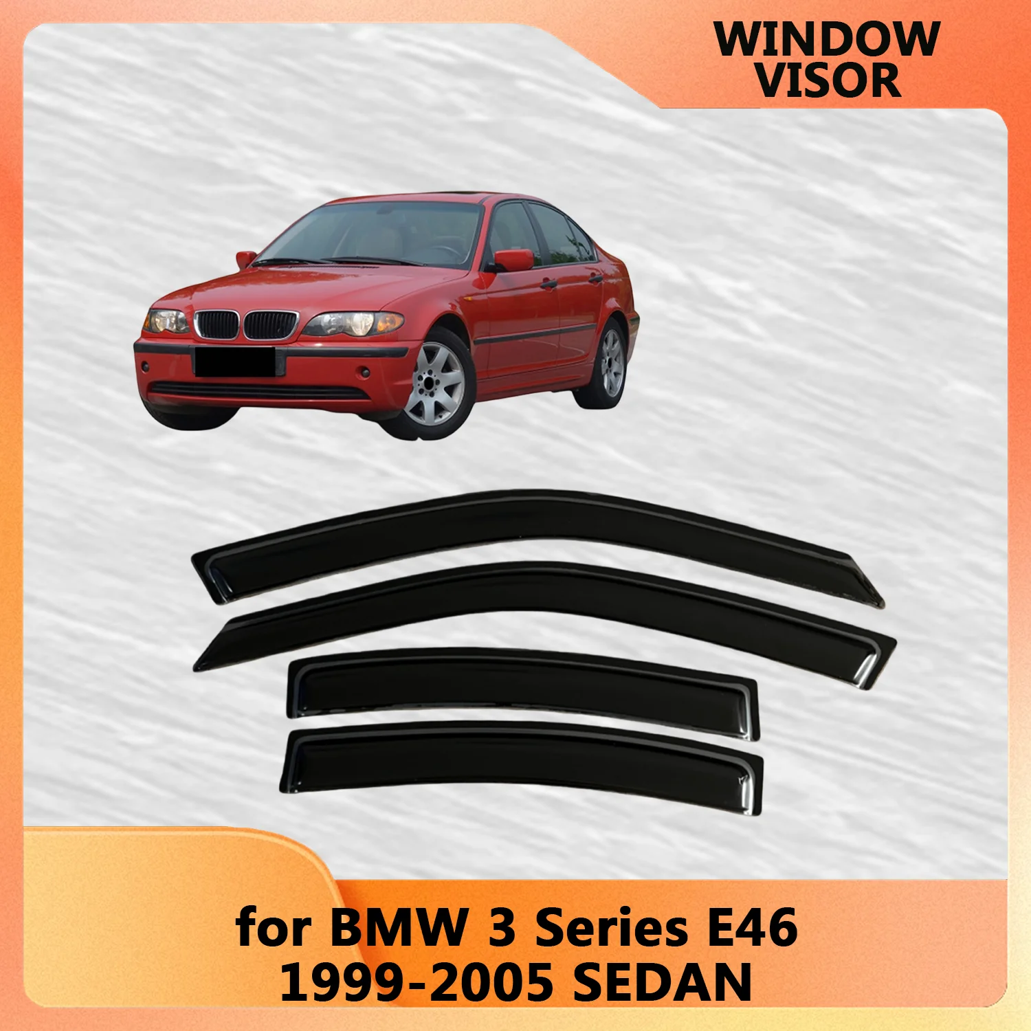 

For BMW 3 Series E46 1999 2000 2001 2002 2003 2004 2005SEDAN Wind Deflectors Rain Guards Door Visor Vent Shades Ventvisor Window