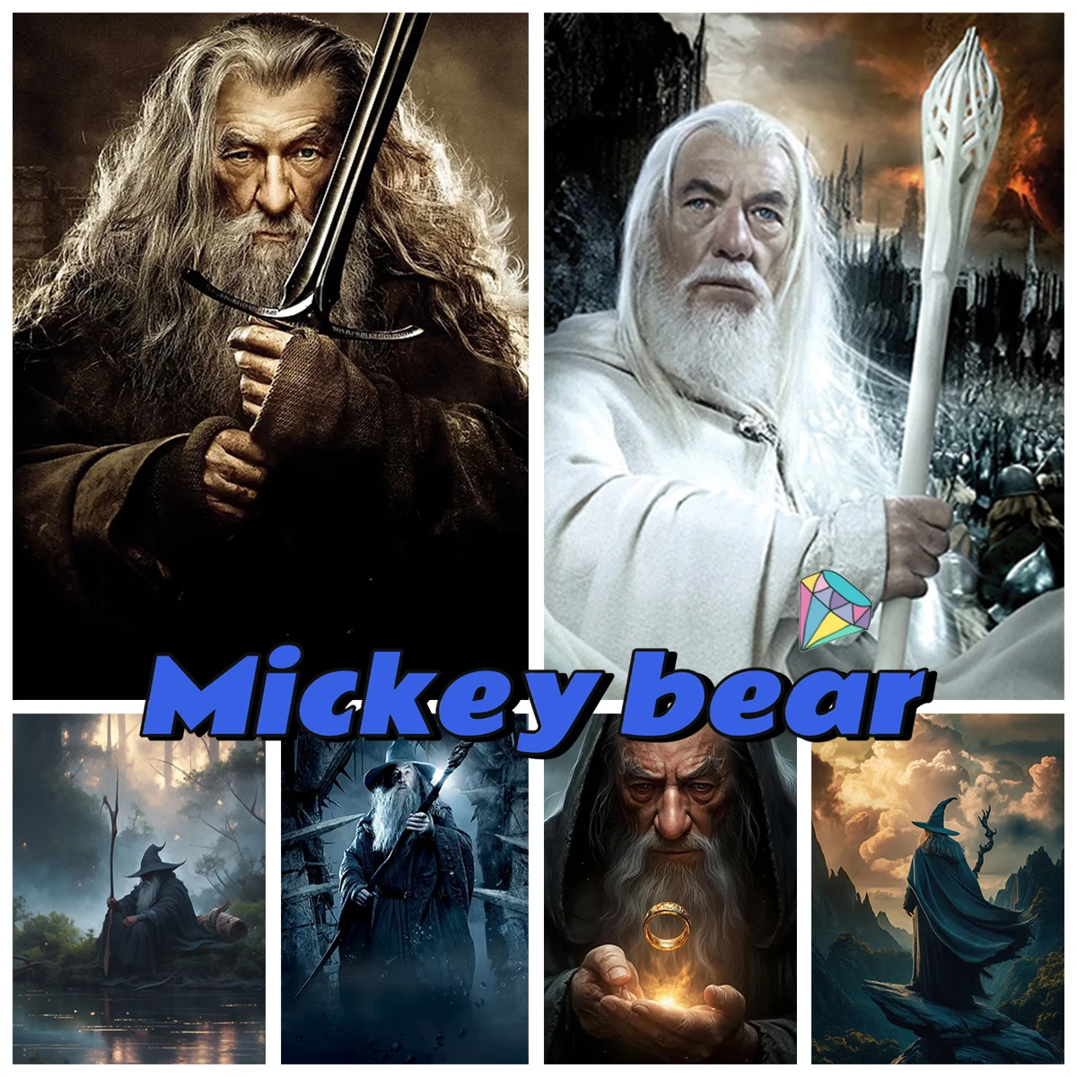 

G-Gandalf 5D AB Diamond Painting Magic Old Man DIY Diamond Embroidery Movie Posters Home Decor Simple Hand Gift