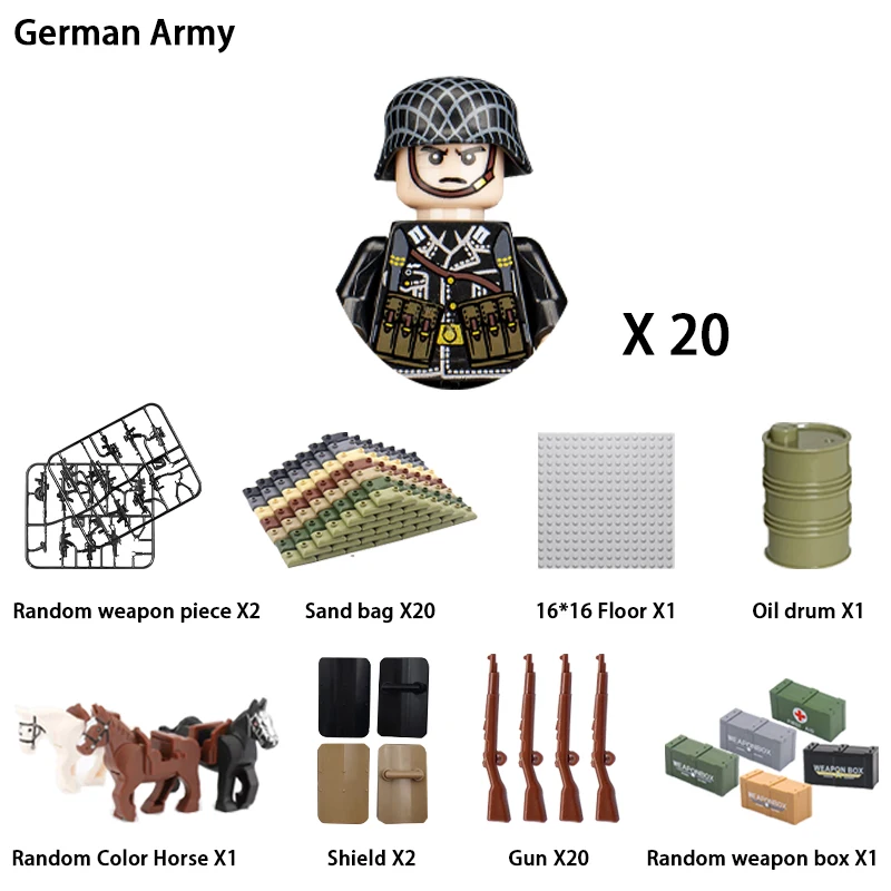 24pcs/batch WW2 Military Character WW2 Army Building Blocks Military Soldier Character Building Blocks Kids Holiday Gift Toys view 5