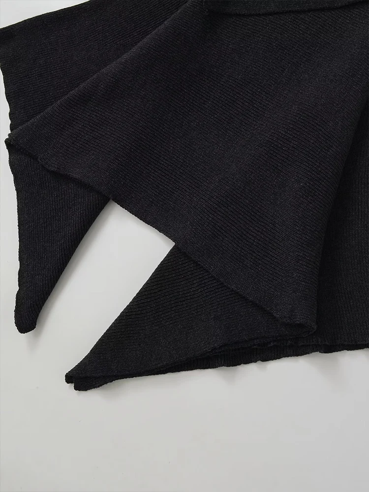 欧米風2025年秋新作 レディース服 デザイン感 ニット アシンメトリーカラー ケープコート