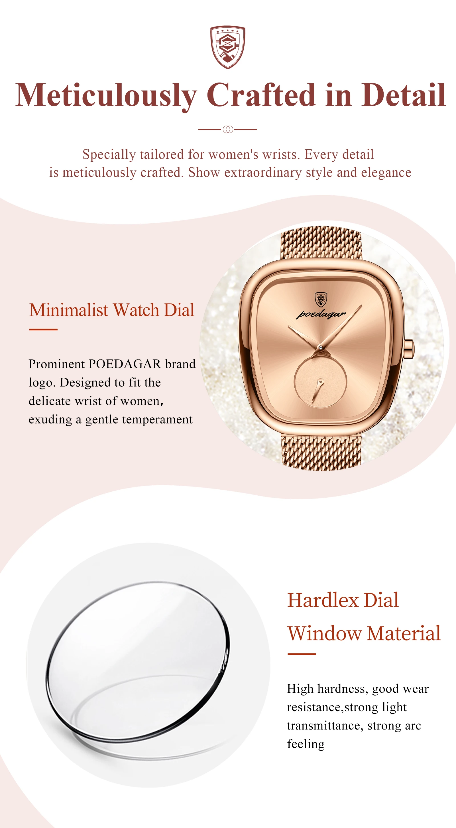 POEDAGAR Luxus Marke Frau Uhr Wasserdichte Edelstahl Mesh frauen Uhren Mode Elegante Quarz Damen Armbanduhr Reloj – Detail 9