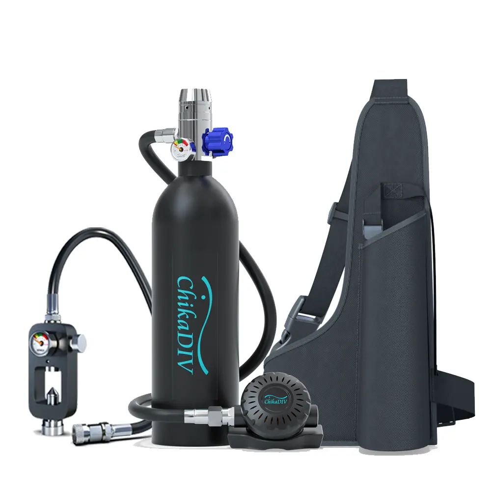 

Portable Mini Scuba Tank 1L 3000 PSI, Rechargeable Diving Air Tank with 20 MinutesBackup Breath, Underwater Emergency Gear