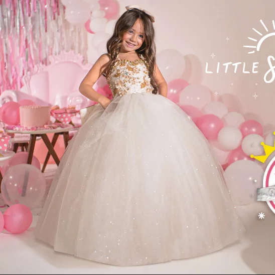 Cute Mini Quinceanera Dresses Ball Gown Tulle Pearls Flower Girl Dresses For Weddings Mexican Pageant Dresses Baby