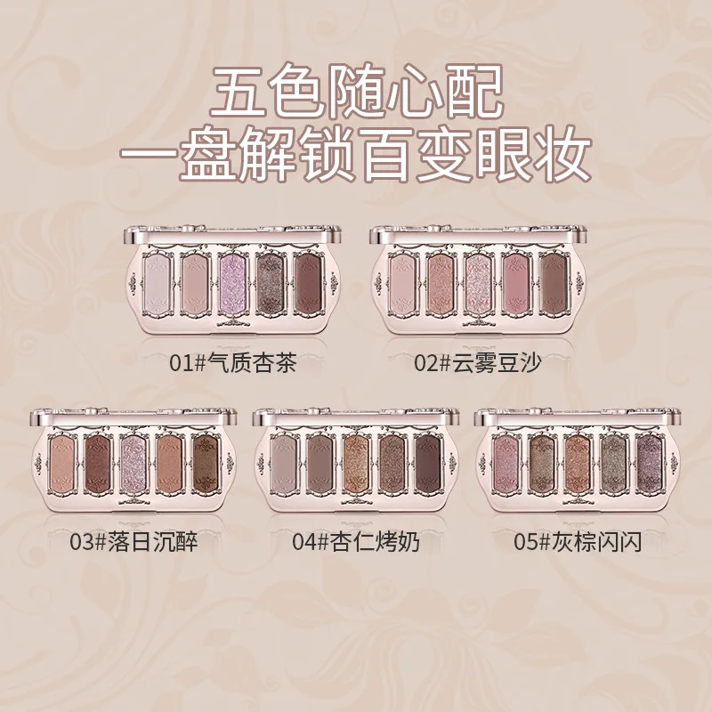 Paleta de sombras de olhos sereia, 5 cores, diamante, glitter, multiuso, acabamento fosco e brilhante, de longa duração, até 12 horas de usar