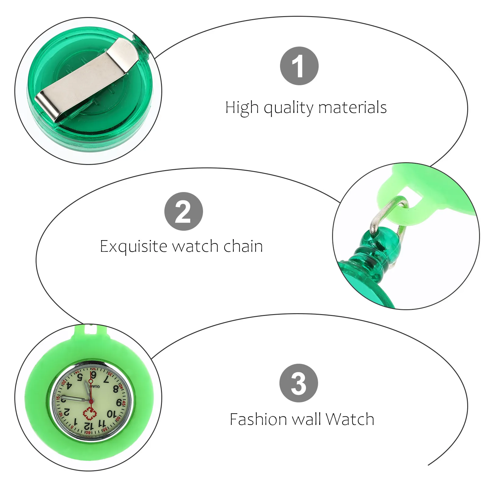 Nurse Pocket Watch Quartz Movement Luminous Dial Cute Cartoon Pattern Lightweight Clip-on Design for Students Nurses