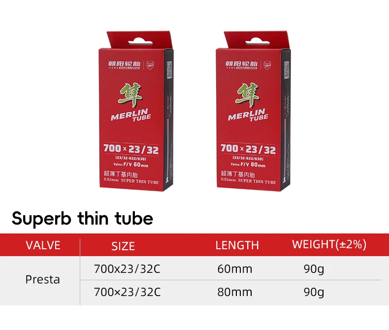 2er-Pack Chaoyang Rennrad-Schlauch 700C 23C 32C 37C mit Schrader- und Presta-Ventil – Fahrradschlauch für Rennräder, Fahrradteil – Detail 2
