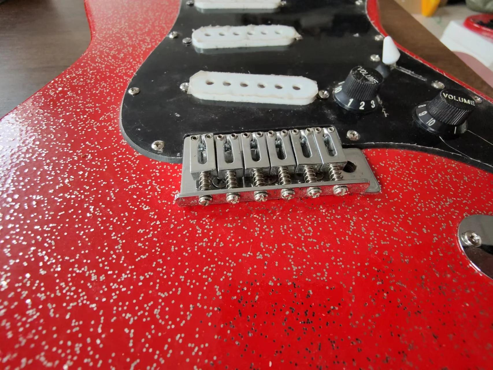 Slat Defective Stock Bling Red Electric Guitar Body Finished with Hardware Pickguard Bridge no Pickups DIY Kit Part