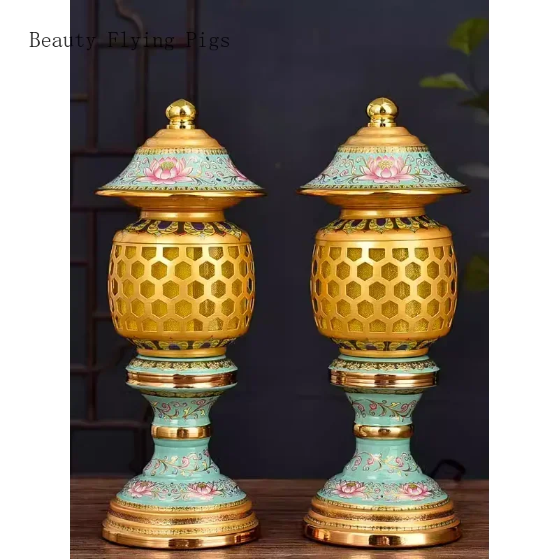 

1 Pair of Metal Candlestick Holder Feng Shui Accessories Temple Sacrificial Supplies Home Decoration Pray for Auspiciousness