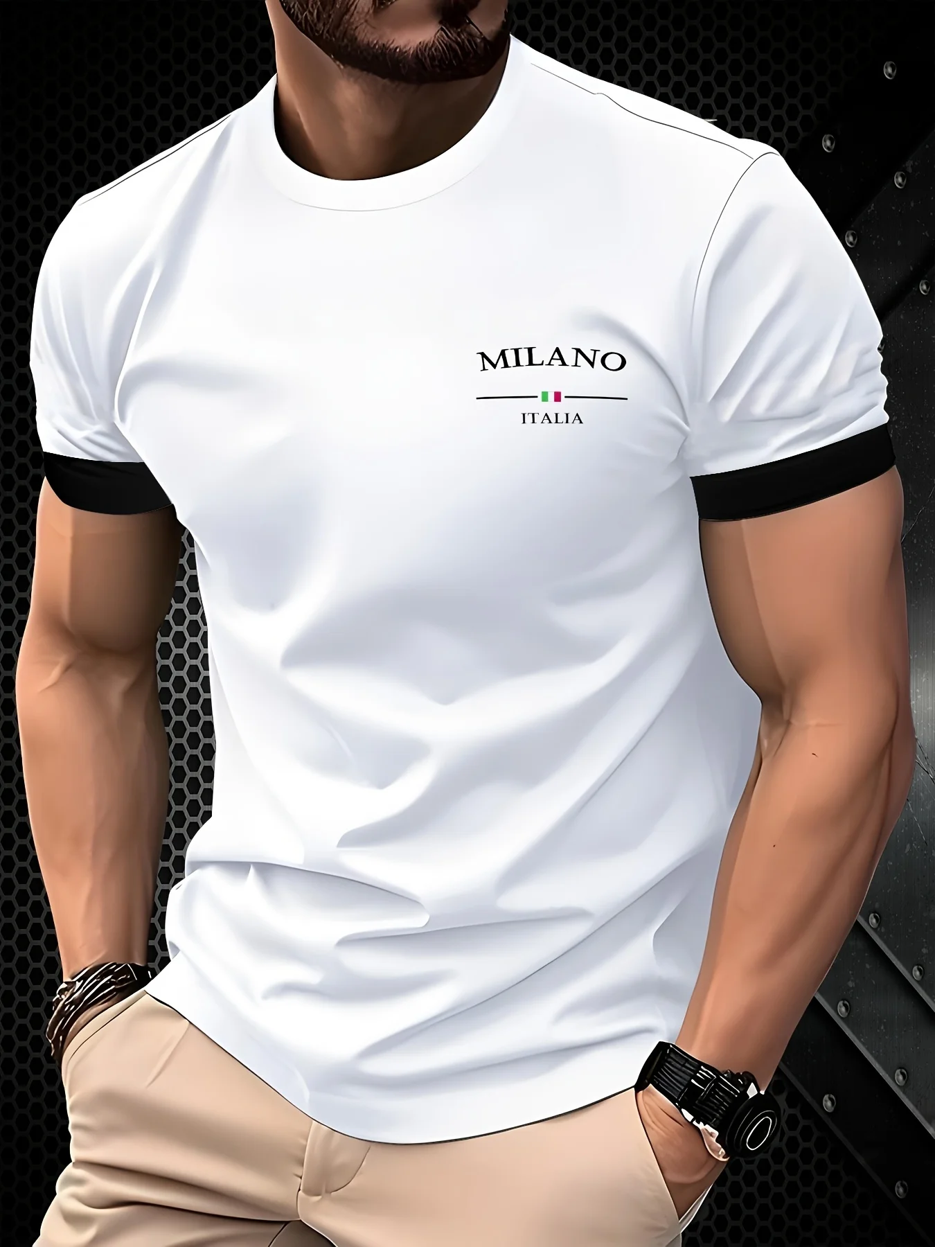 

Мужская модная футболка с короткими рукавами и круглым вырезом — идеально подходит для повседневной спортивной одежды для фитнеса на открытом воздухе, бега и деловых мужчин