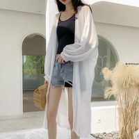 2023 Summer White Sun Protection Clothing Women Long Cardigan Female Loose Cardigans Ladies Shawl Women Chiffon Thin Coat