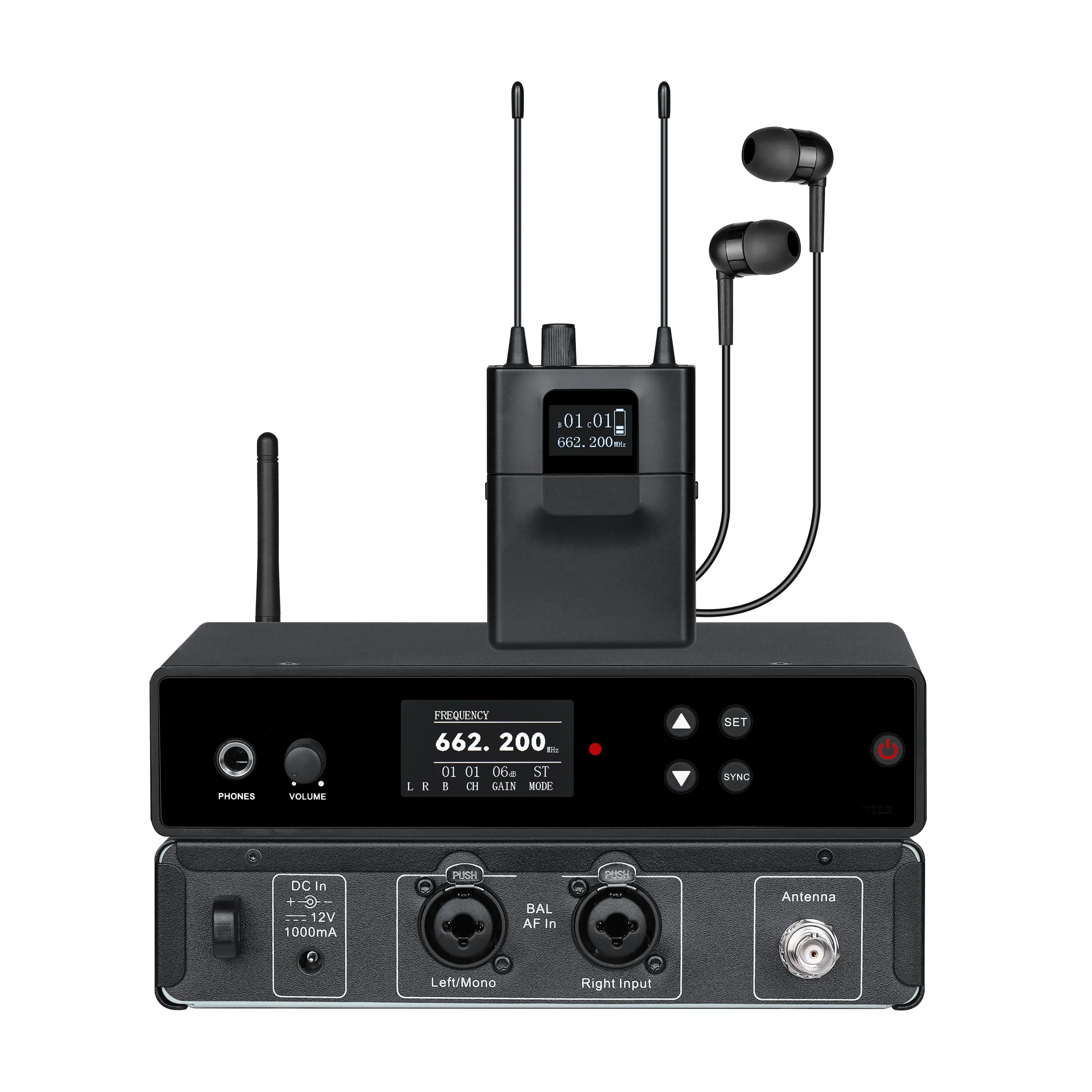 Professional Stereo In-Ear Wireless Stage Monitoring System with Infrared Sensor for Karaoke and Live Performance