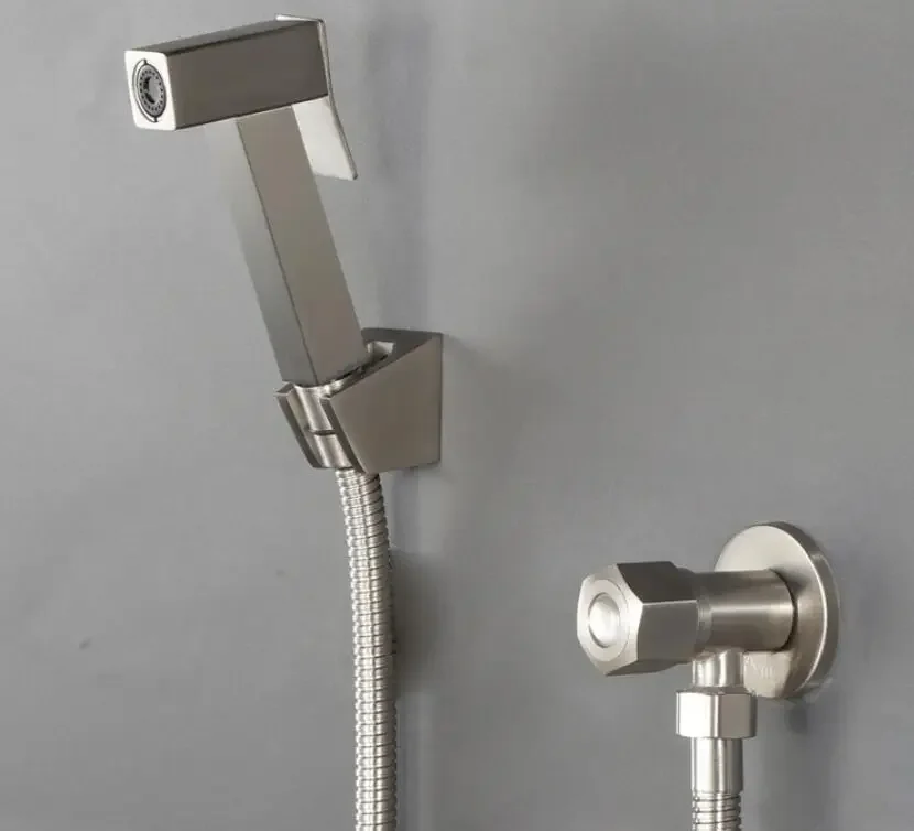 

304 Stainless Steel square Hand held Bidet Shower set Toilet Jet Cleaner Portable Bidet High Pressure Shower Head BD203-a