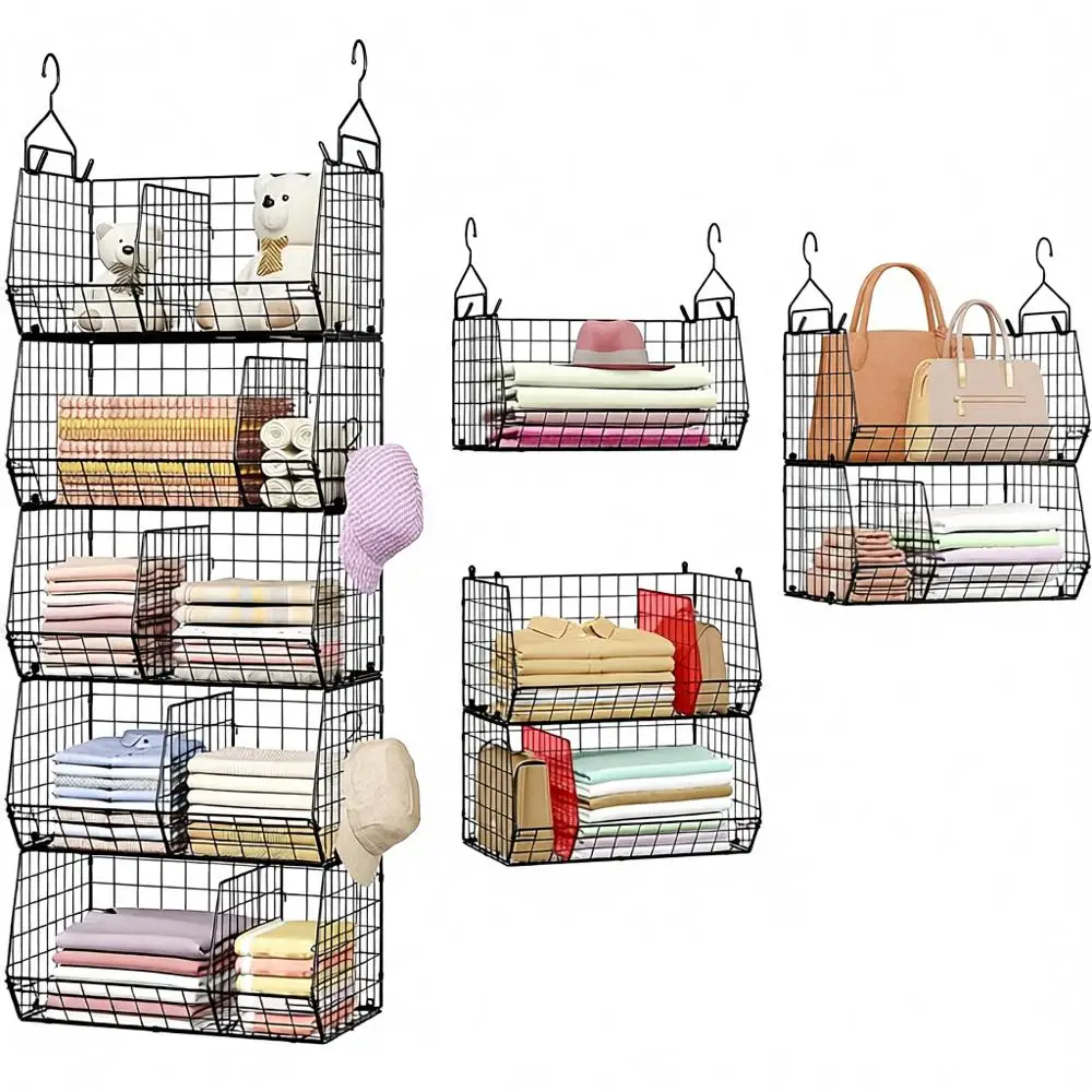 

5 Tier Extra Large Hanging Closet Organizer with 5 Dividers, 16.5L x 11.8W x 51.4H, Clothes, Sweaters, Clutches, Handbags, Hats,