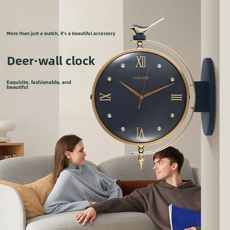 Minimalist Clock, Luxury & Stylish Double-Sided Wall Clock, Creative Wall Clock, Grand-Style Wall Clock for Home, Living Room &