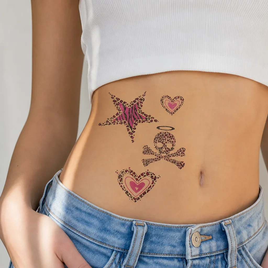 Leopard Print Disposable Tattoo Sticker Temporary Tattoo Sheet Heart Star Skull Body Art