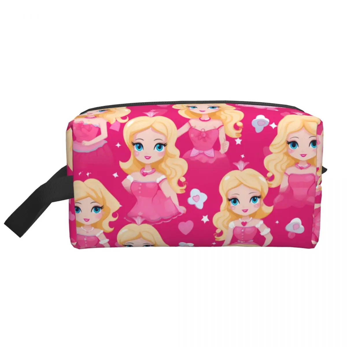 Custom Fashion Barbies Doll Seamless Travel Toiletry Bag for Women Makeup Cosmetic Organizer Beauty Storage Dopp Kit