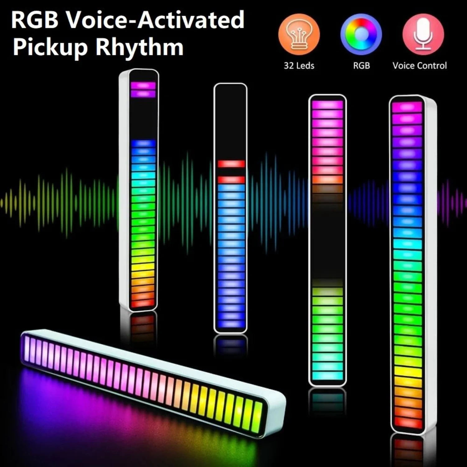 

Светодиодная лента RGB с управлением звуком, беспроводная связь с управлением через приложение, голосовой звукосниматель, музыкальный ритм, автомобильные игры