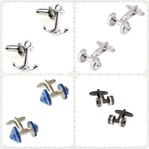 4 스타일 TZG 스테인레스 스틸 커프스 단추 남성용 커프스 단추 덤벨 1 쌍 셔츠 단추