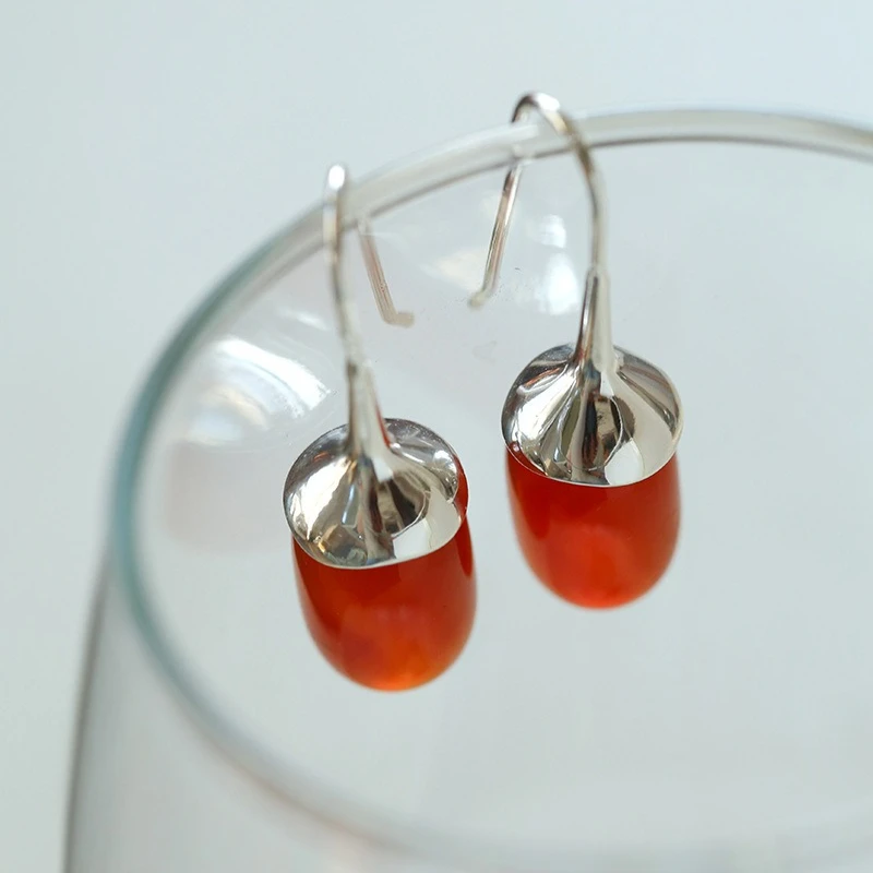 Vintage Crystal Long Water Droplets Earring Natural Stone Agate Eardrop for Women Transparent Wedding Simple Design Jewelry Gift
