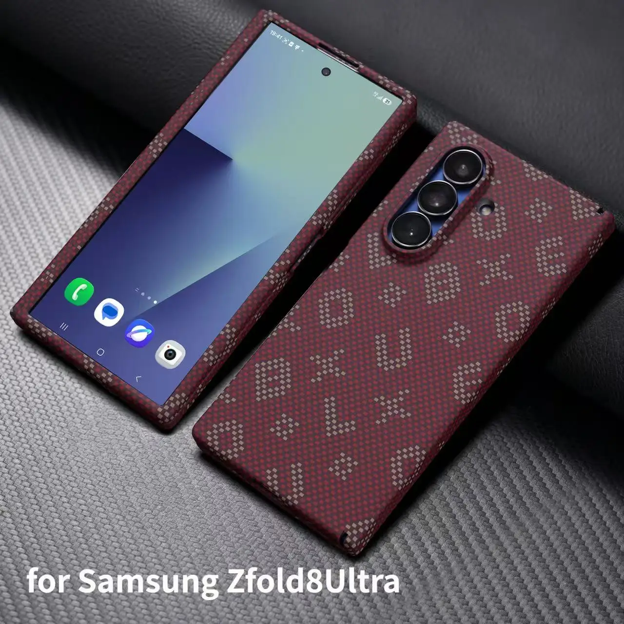 Luxury carbon fiber texture magnetic hinge shaft case for Samsung Z Fold8 Ultra with front screen protector for Magsafe