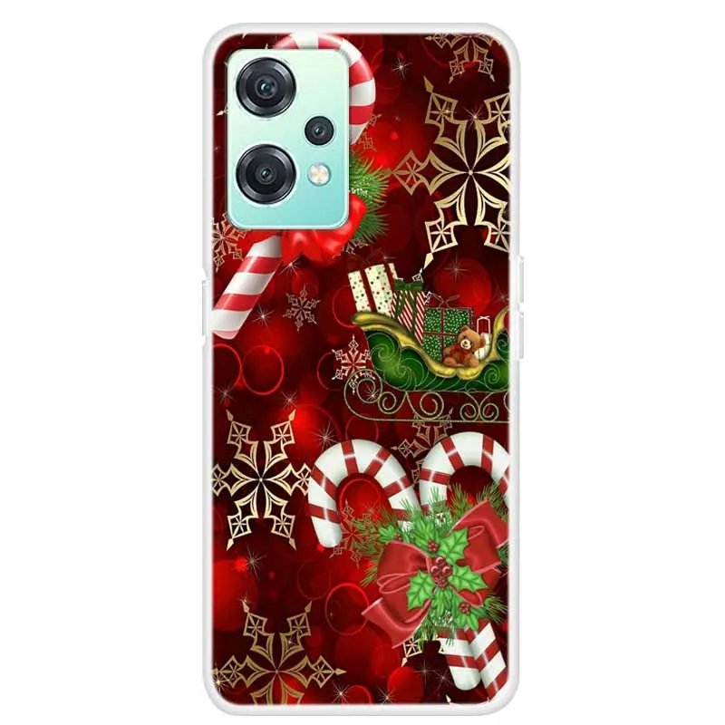 Marry Christmas Phone Case for OnePlus Nord CE 2 Lite 5G Transparent Soft Silicone TPU Cove Para Cute Cat Protector Luxury Cases