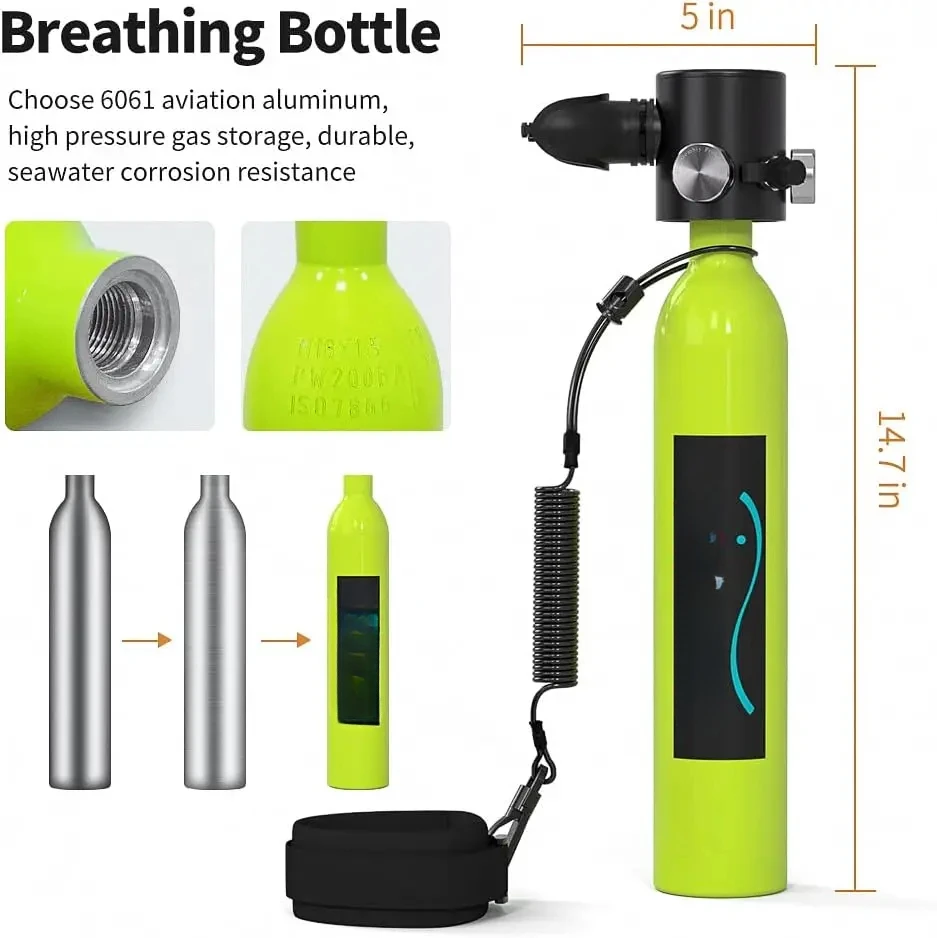 For 0.5L 3000Psi Constant Pressure Scuba Diving Tank Portable Mini Oxygen Tank Reusable Diving Cylinder Diving Equipment