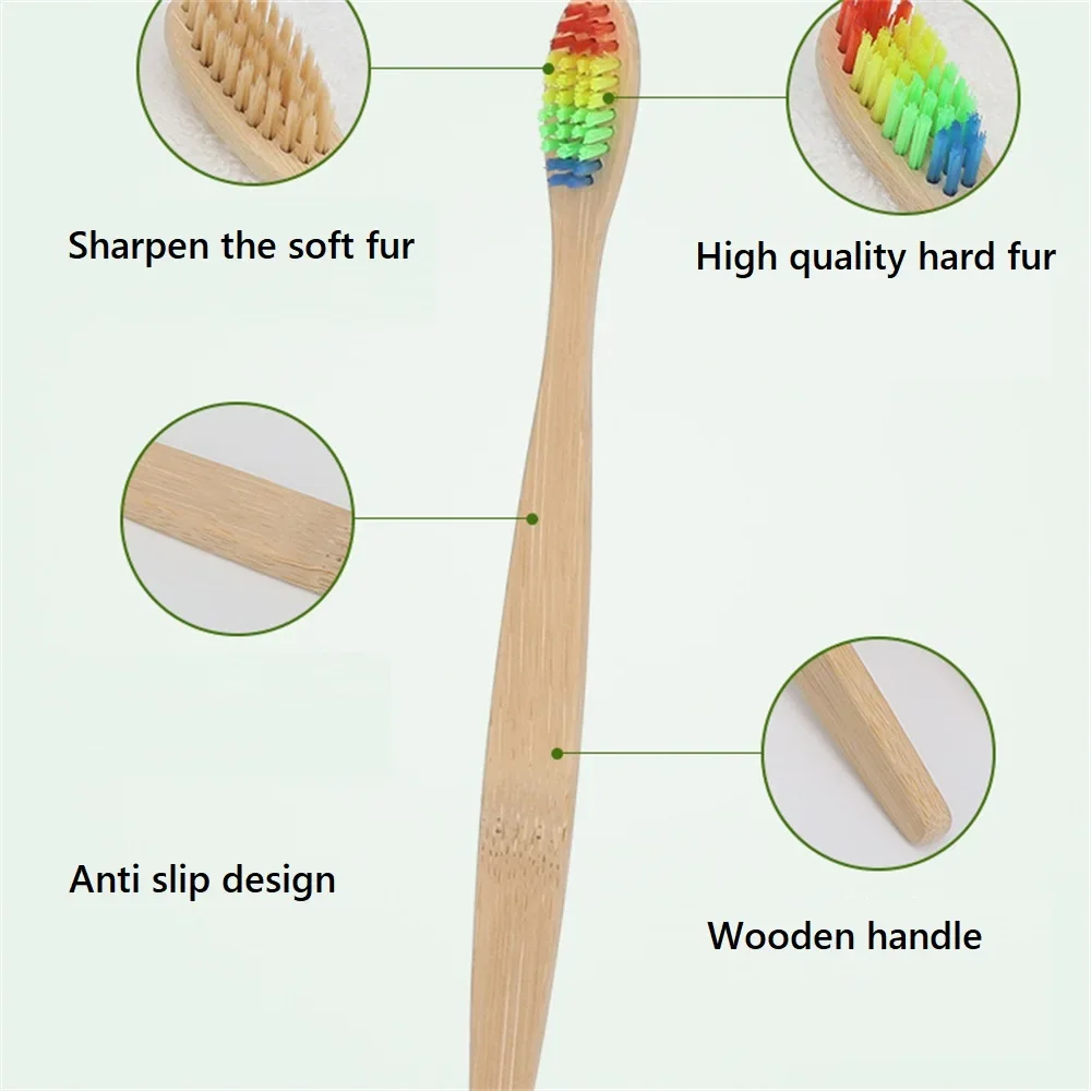 صندوق واحد ملفوفة من الخيزران مجموعة فرشاة أسنان للكبار طبيعي وصديق للبيئة فرشاة أسنان مصنوعة من خشب الخيزران اللوحي صندوق واحد مكون من 10 قطع #4