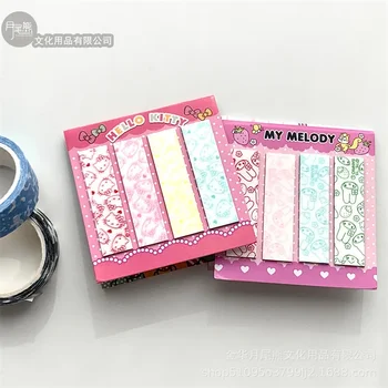 Sanrio Índice Manga Adesivo, Kawaii Olá Kitty Melody, Trompete, Retangular Sticky Note, Tag, Papelaria Presente, 80 pcs