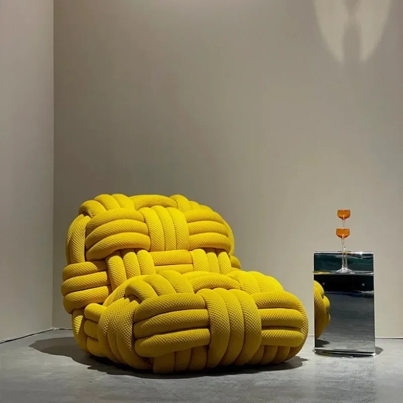 

Nordic designer creative living room special-shaped winding woven python sofa