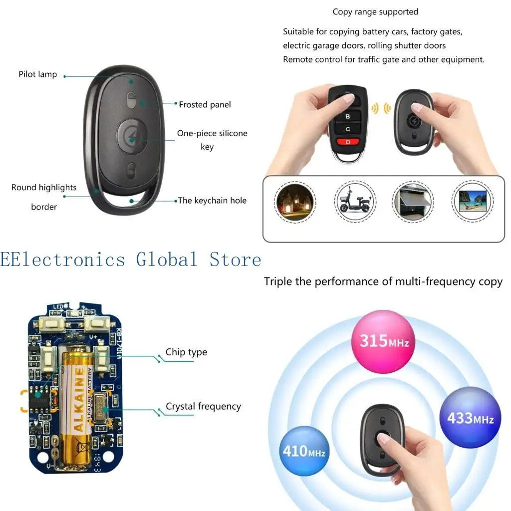 462B 3-Buttons RF Wireless Gate Door Garage Opener 3channel Duplicator Door Opener