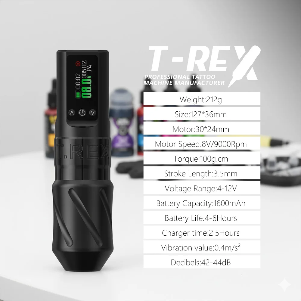 T-Rex Wireless Tattoo Machine Pen Full Kit Adjustable Stroke
