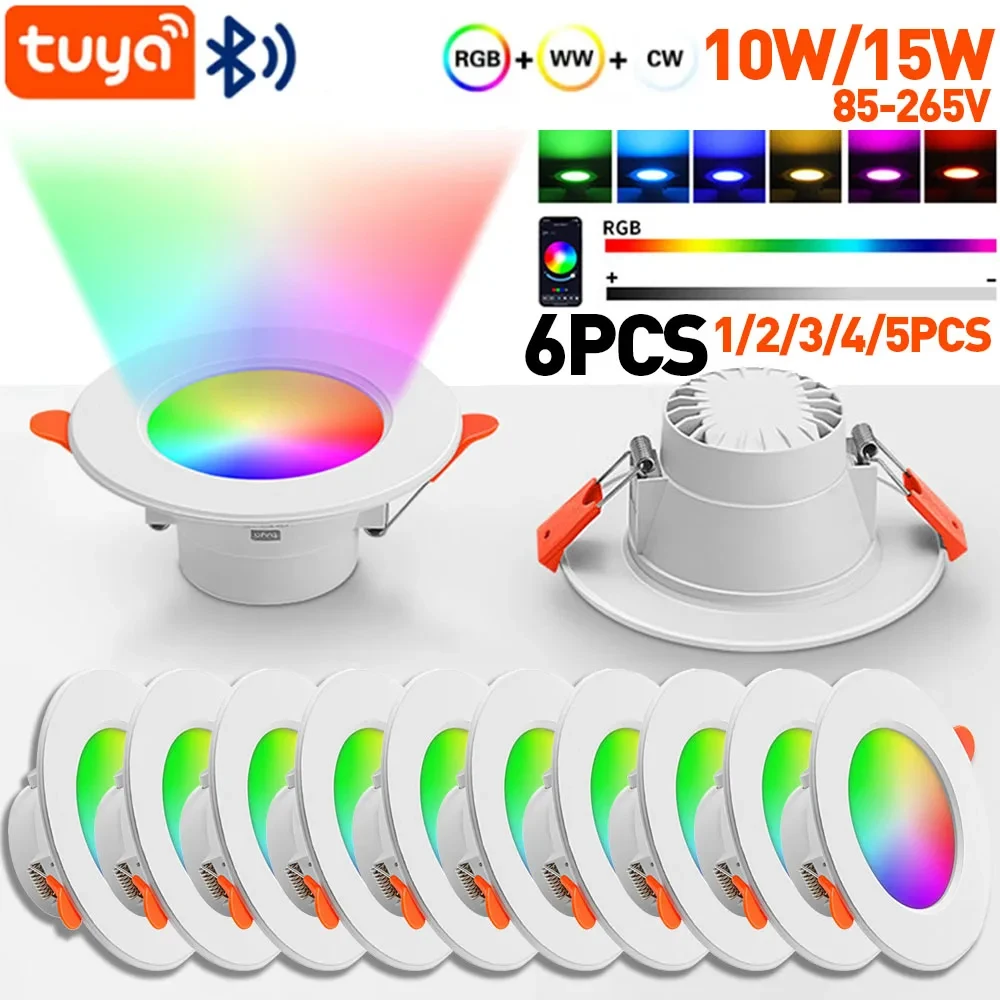 Tuya الذكية LED السقف راحة أسفل الضوء ، عكس الضوء بقعة مصباح ، RGB ، CW ، WW ، العمل للتغيير ، اليكسا ، واي فاي ، 10 واط ، 15 واط