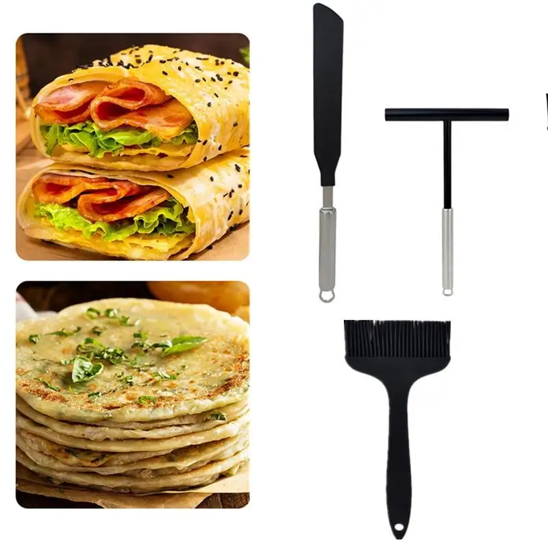 Stainless Steel French Crepe Spreader Crepe Spreader And Spatula Kit Pancake Like Batter Spreading Tools Pancake Cooking Tools