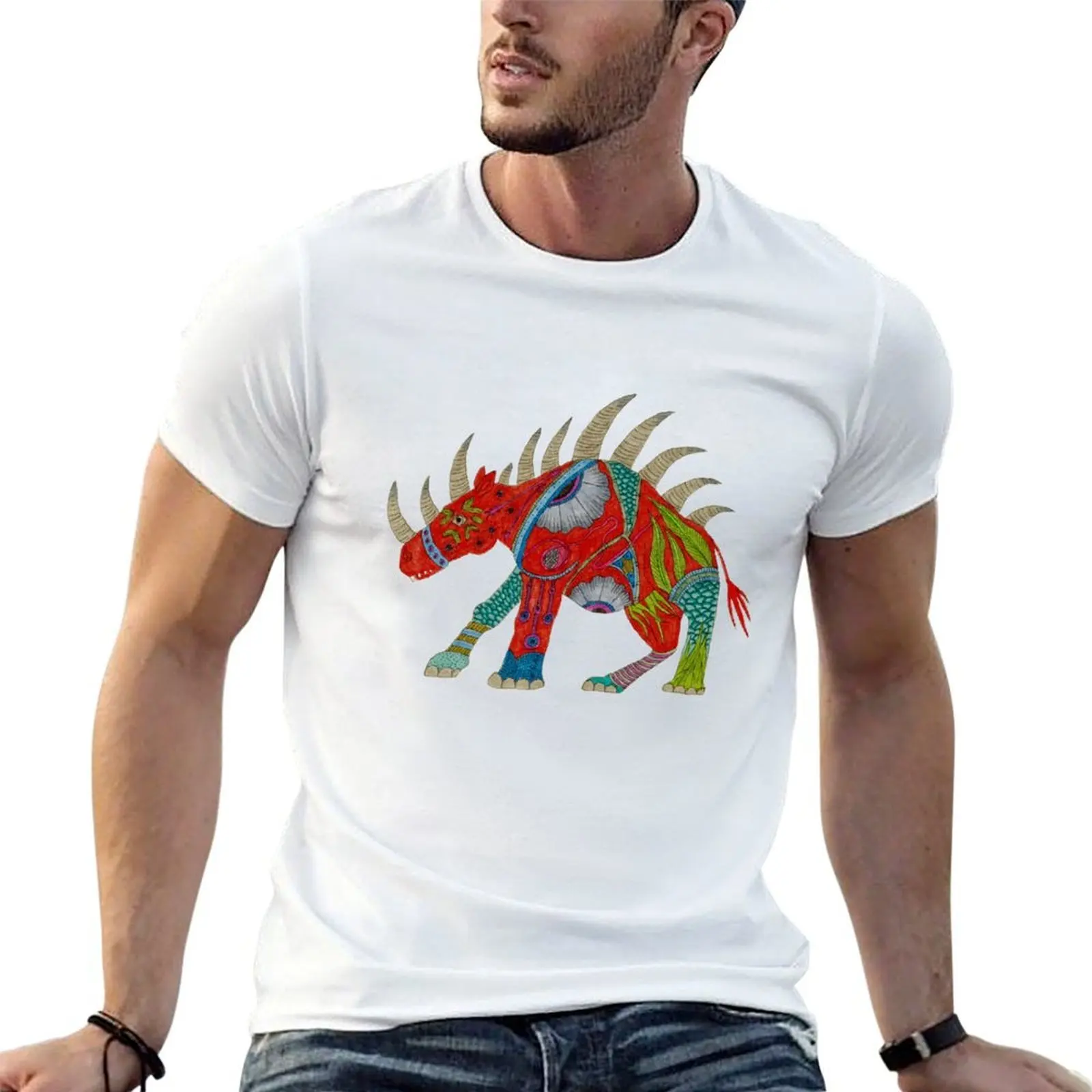 Fancy Colorful Rhino T-Shirt cute tops summer top t shirt men