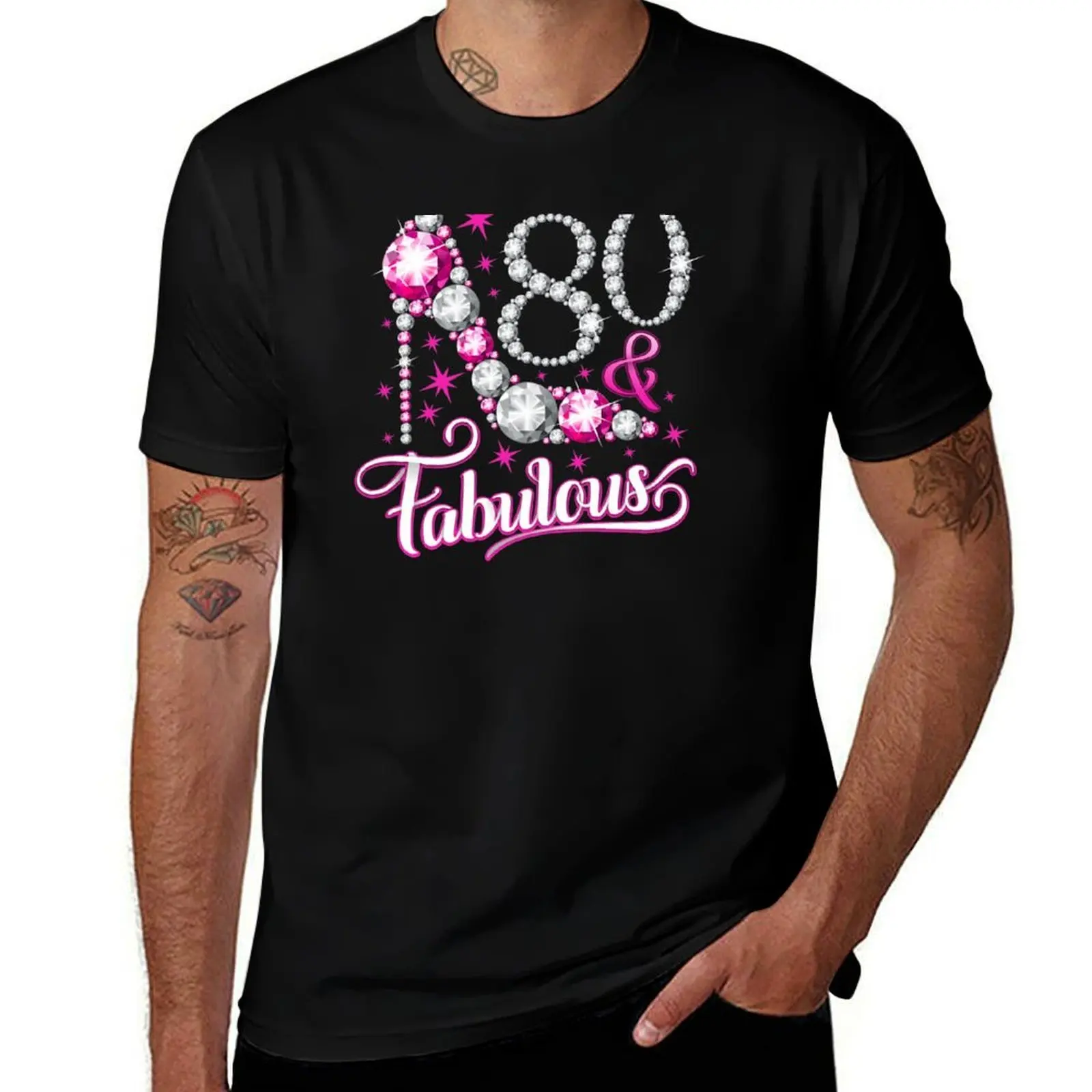 80th Birthday design. 80 & Fabulous lady’s T-Shirt Festival Short Sleeve T-Shirt