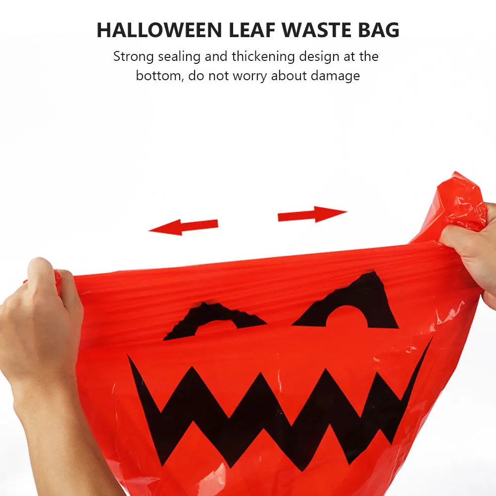 10Pcs Oversize Pumpkin Pattern Leaf Waste Bags Halloween Party Garden Storage Bags Reusable Easy Clean Thick Bottom Fall Decor