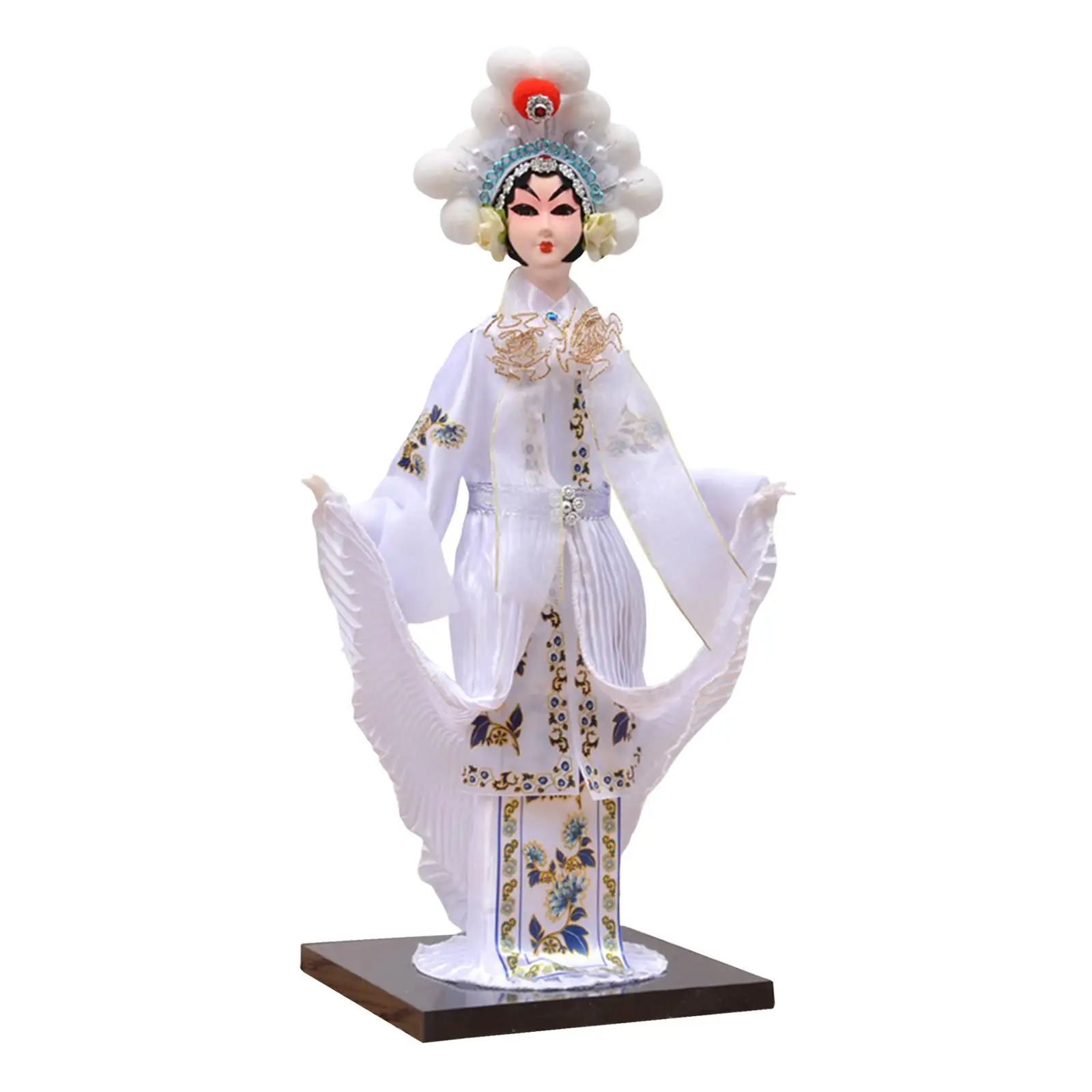 White Traditional Chinese Characters Table Centerpiece Handmade Resin Crafts Peking Opera Characters