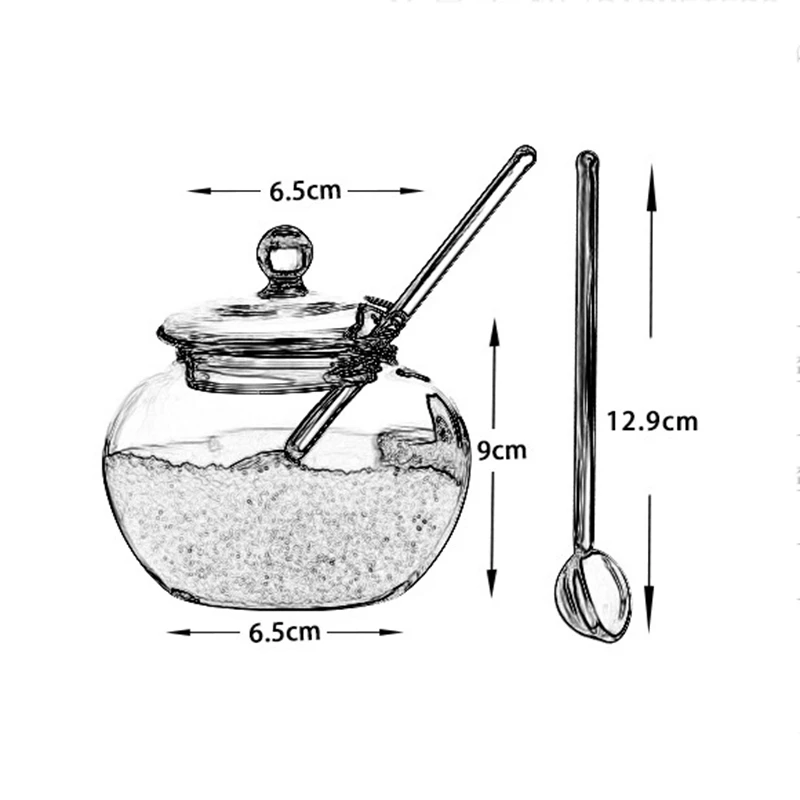 2X szklany słoik cukrowo ciastko miska z pokrywką łyżka przezroczystych cukierków do domowego przechowywania w kuchni