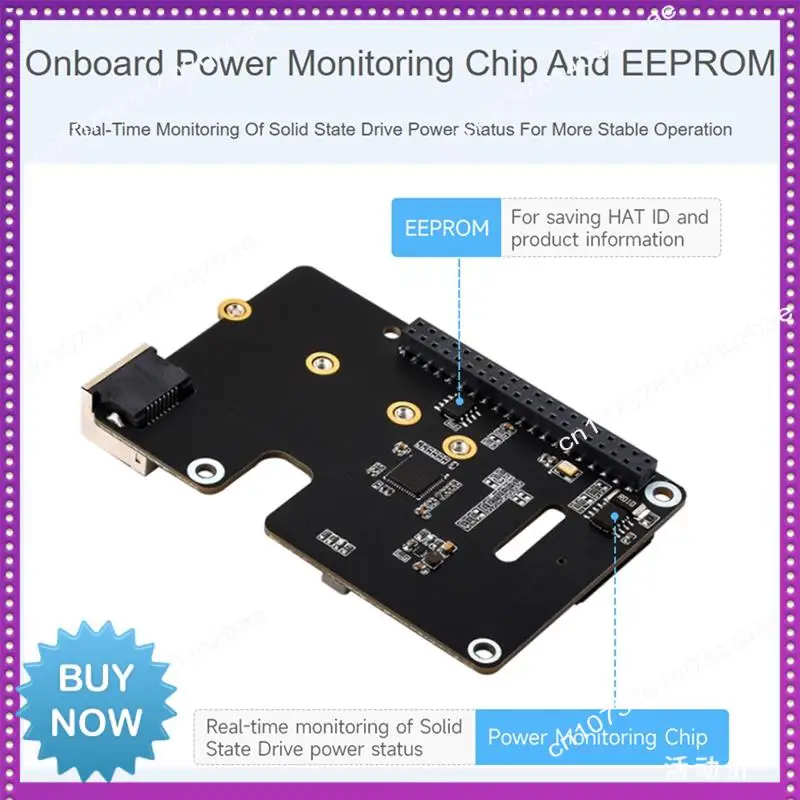 

Hot Ltem Micro-Snow Berry Pi 5 PCLE To Gigabit Ethernet /M.2 Transfer Board HAT+Standard Antioxidant Sinking Gold