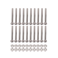 M2 x 20mm Long Hex Socket Knurled Cap Screws Bolts Nuts Set 20Pcs