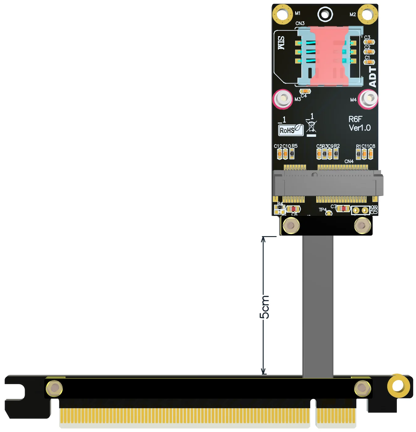 สายต่อ x16 PCIe เชื่อมต่อกับ Mini PCIE Wireless NIC The mpcie CABLE ADT