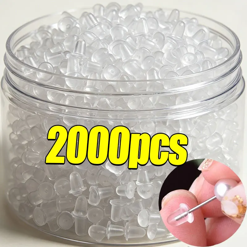 500-2000pcs Transparent Silicone Head Ear Studs Plugs DIY Earring Findings Anti Falling Stoppers Earstud Ear Stopper Accessories