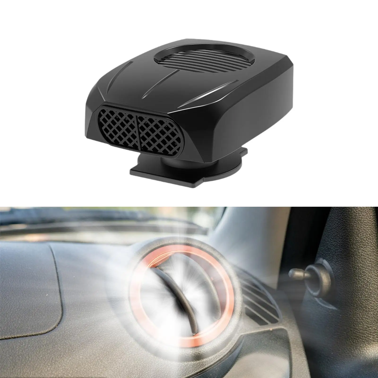 2 en 1 ventilador calentador de coche para vehículo 12V/24V ahorro de espacio portátil 360 °   Base giratoria