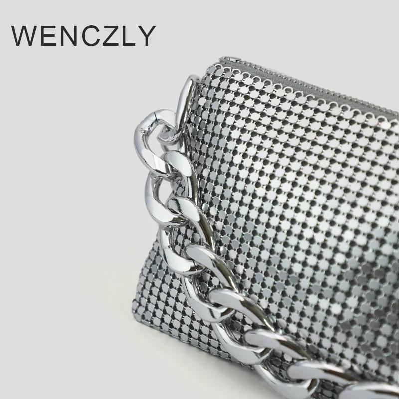 WENCZLY Bags For Women Luxury Designer Crossbody Shoulder 2023 New In Metal Style Aluminum Sheet Material Hollowed Out Small