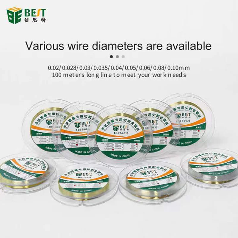 Fil BST-062 de séparation de diamant de 100M spécifiquement pour l'écran de téléphone portable avec de divers diamètres ligne de coupe d'écran