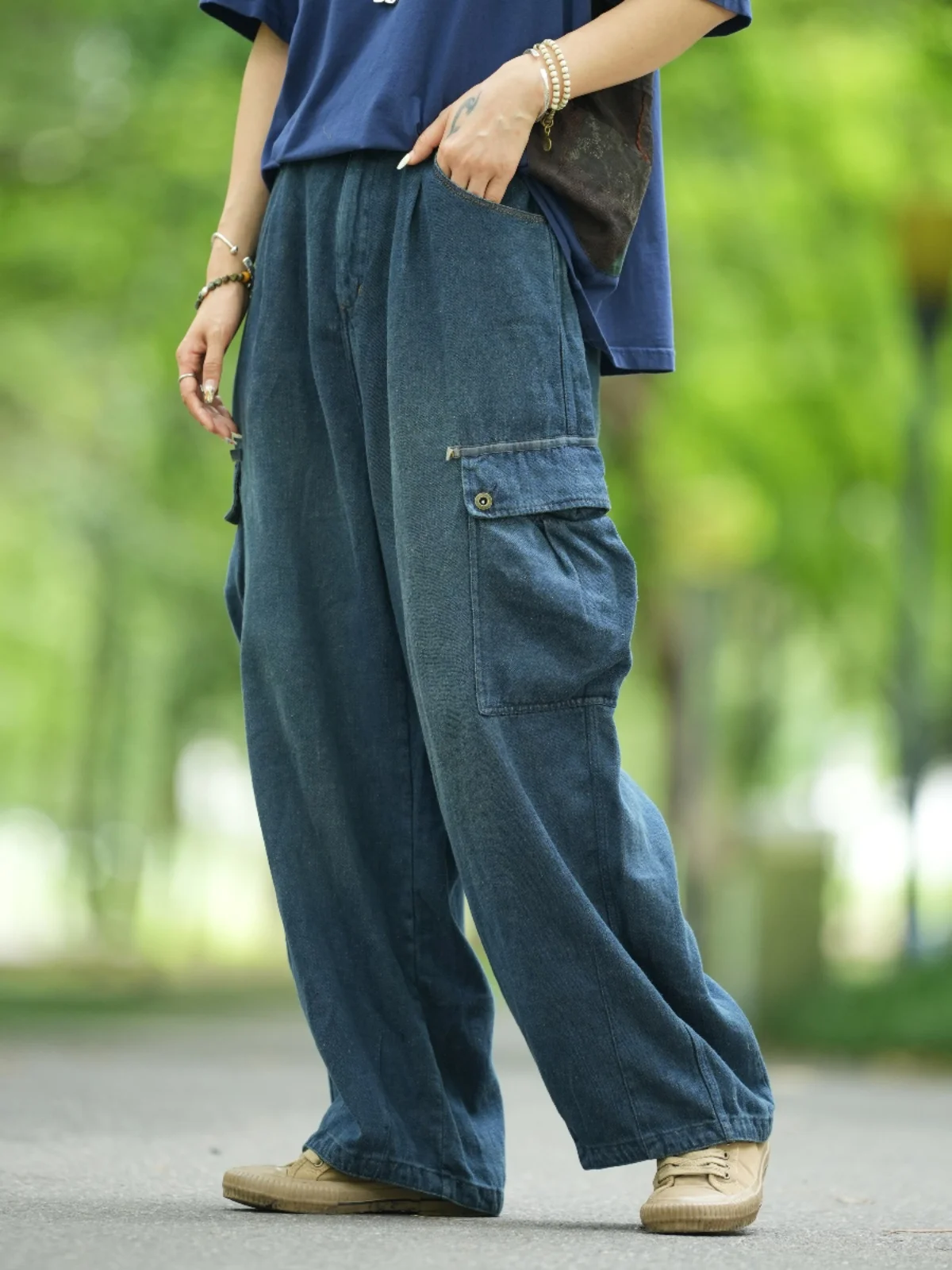 

Джинсы PengPeng Home KT453 из конопляного хлопка, винтажные рабочие брюки, синие, на весну-осень