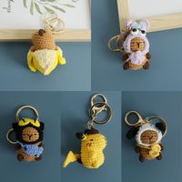 Creative Capybara Doll Capybara Keychains Crochet Bag Accessories Key Ring Knitted Cartoon Pendant Kids Toys
