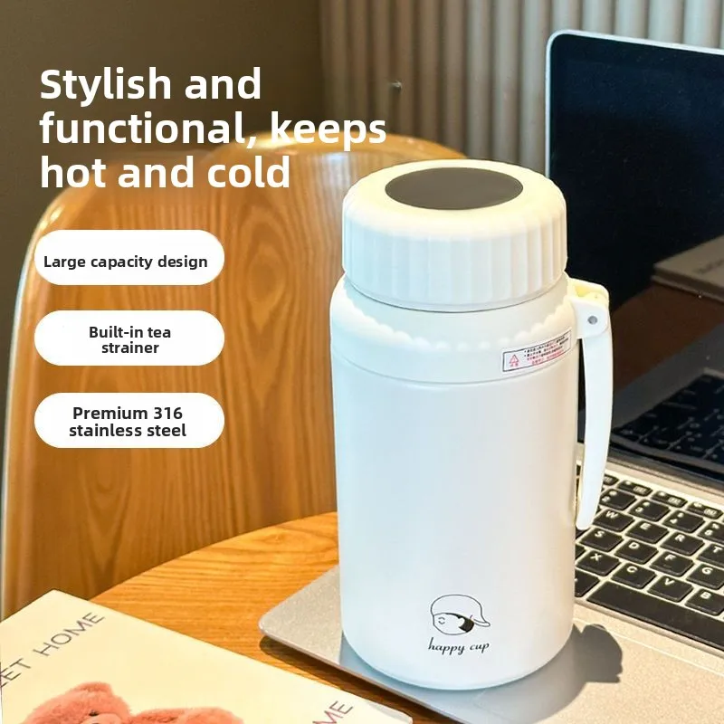 

2025 New Portable Insulated Water Bottle Large Capaci Tea Water Separation Simple Design Stainl Steel Student Water Cup