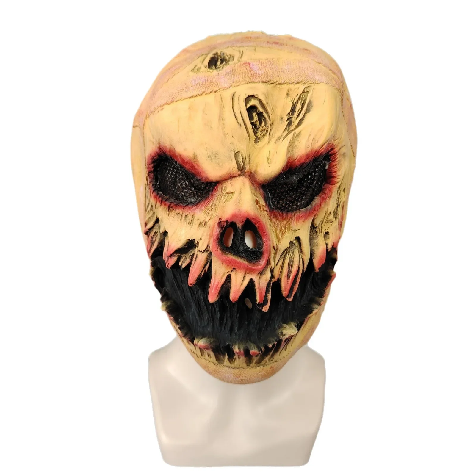 Pumpkin Monster Mask for Adults, Full Face Headgear, Novelty Scary, Halloween Costume, Party Cosplay Props, Creepy