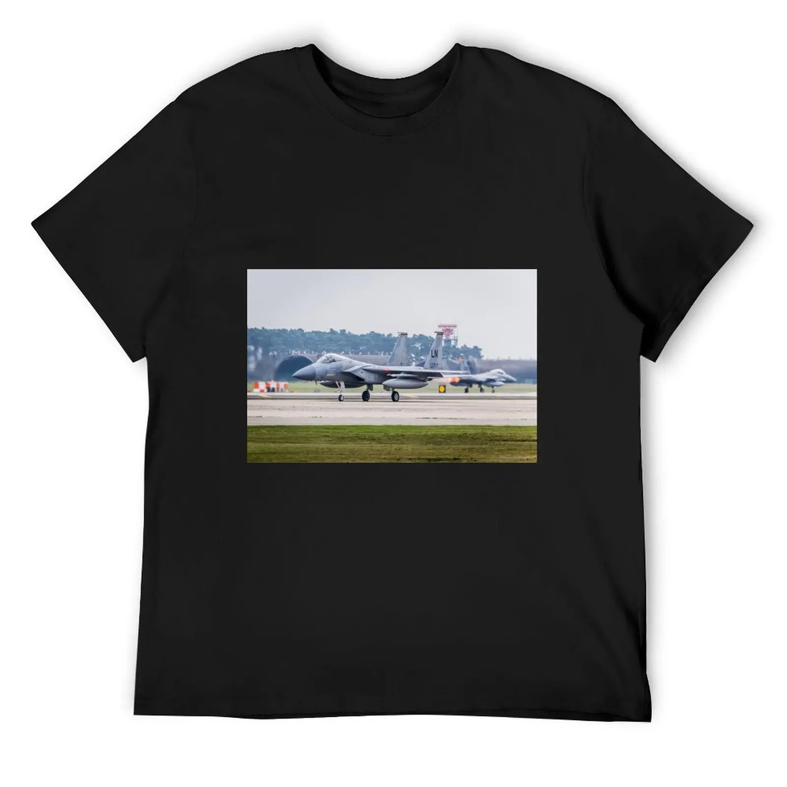 

F-15C Eagle taxiing to the the runway T-Shirt rapper graphic tees street wear custom shirt Men's t shirts